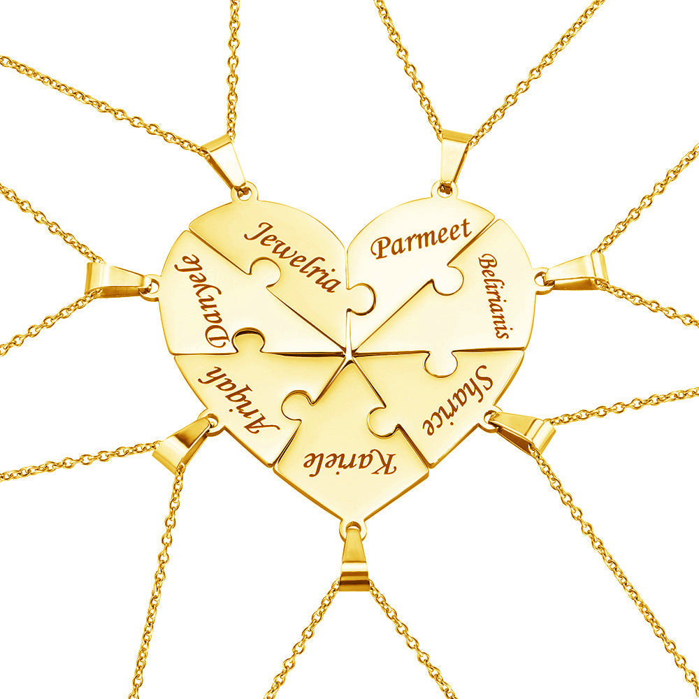 Family Heart Puzzle Necklace Gold 7 Necklace