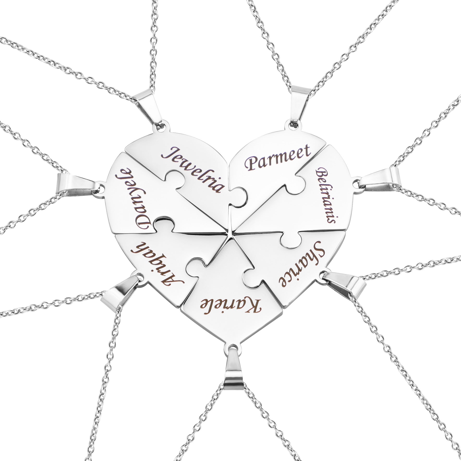 Family Heart Puzzle Necklace Silver 7 Necklace