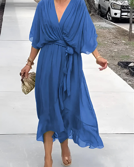 Seraphina | Timeless Wrap Midi Dress Blue (Almost sold out) Dresses