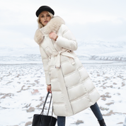 Luxurious Winter Jacket for Women White with beige collar jacket