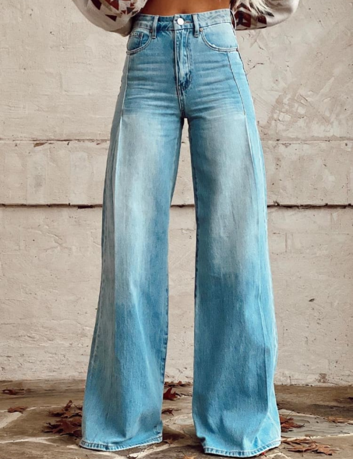 Women's Classic Fade Print Casual Wide Leg Pants Blue Wide-leg pants