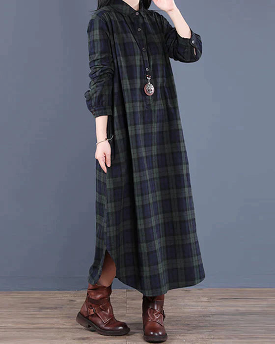 Riva Lefèvre | Plaid Long-Sleeve Shirt Dress Dresses