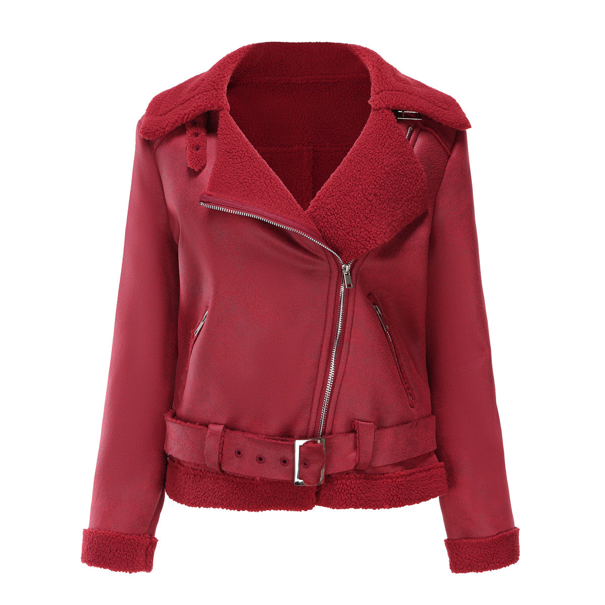 Faux Suede Winter Jacket Wine red Jackets