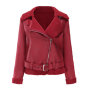Faux Suede Winter Jacket Wine red Jackets
