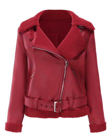 Faux Suede Winter Jacket Wine red Jackets