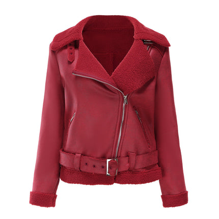 Faux Suede Winter Jacket Wine red Jackets