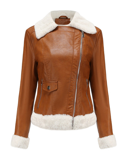 Women's Winter Leather Jacket Camel Leather Jacket