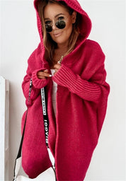 Oversized Bat-Sleeve Hooded Cardigan – Chic Comfort Women Jacket