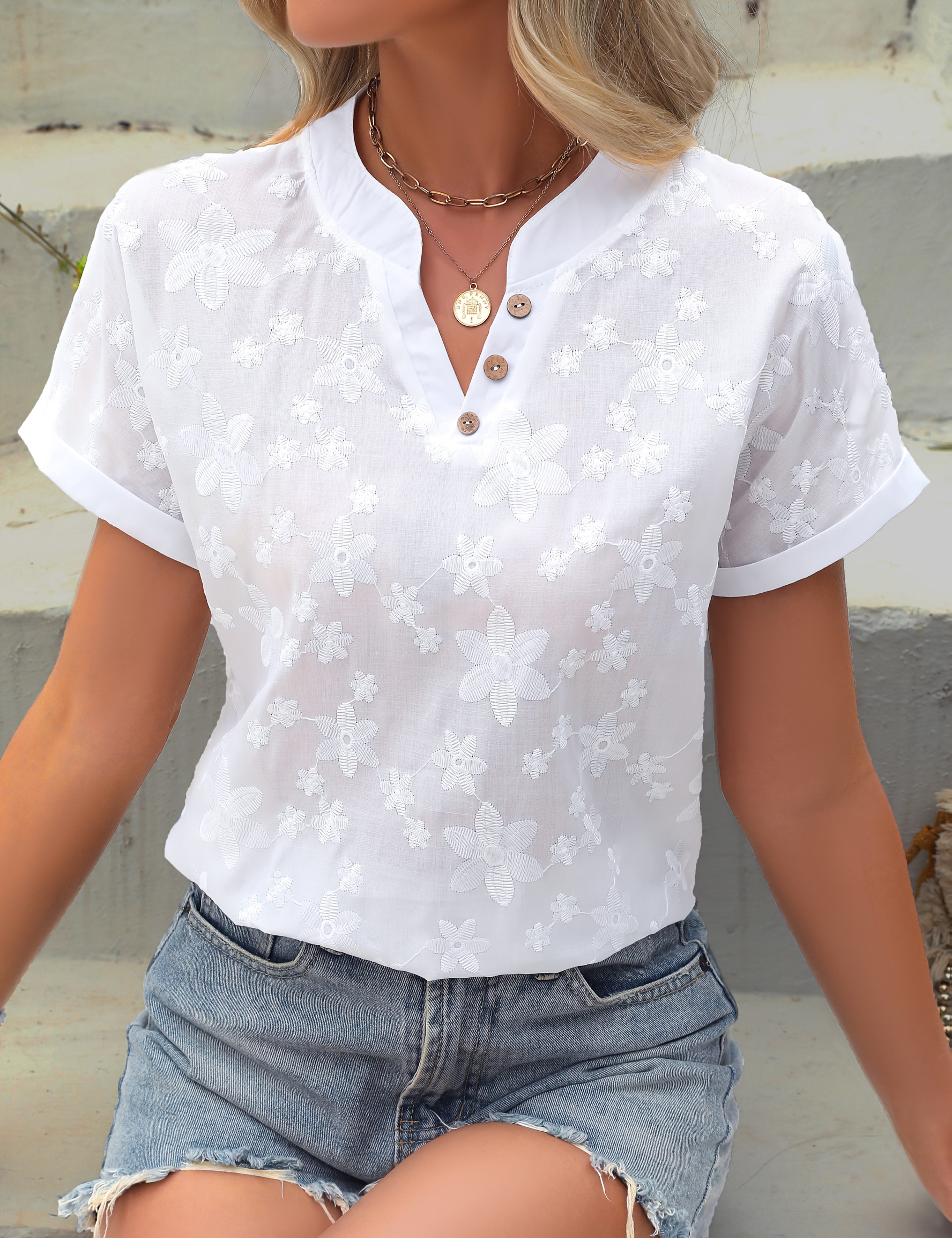 Liana Floral Draped Blouse White