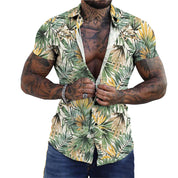 Men's 3D Printed Short Sleeve Lapel Shirt Shirts