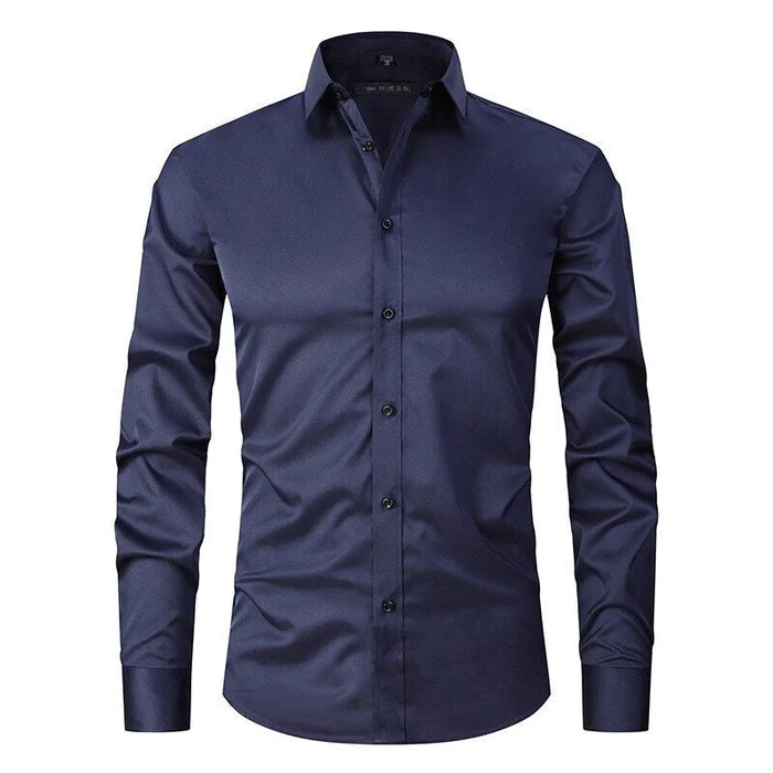 Henry | Stretch Shirt Navy Blue Shirts & Tops