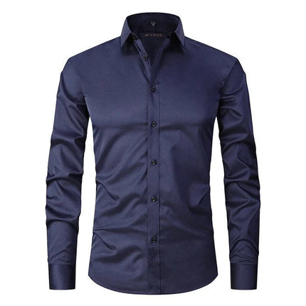 Henry | Stretch Shirt Navy Blue Shirts & Tops