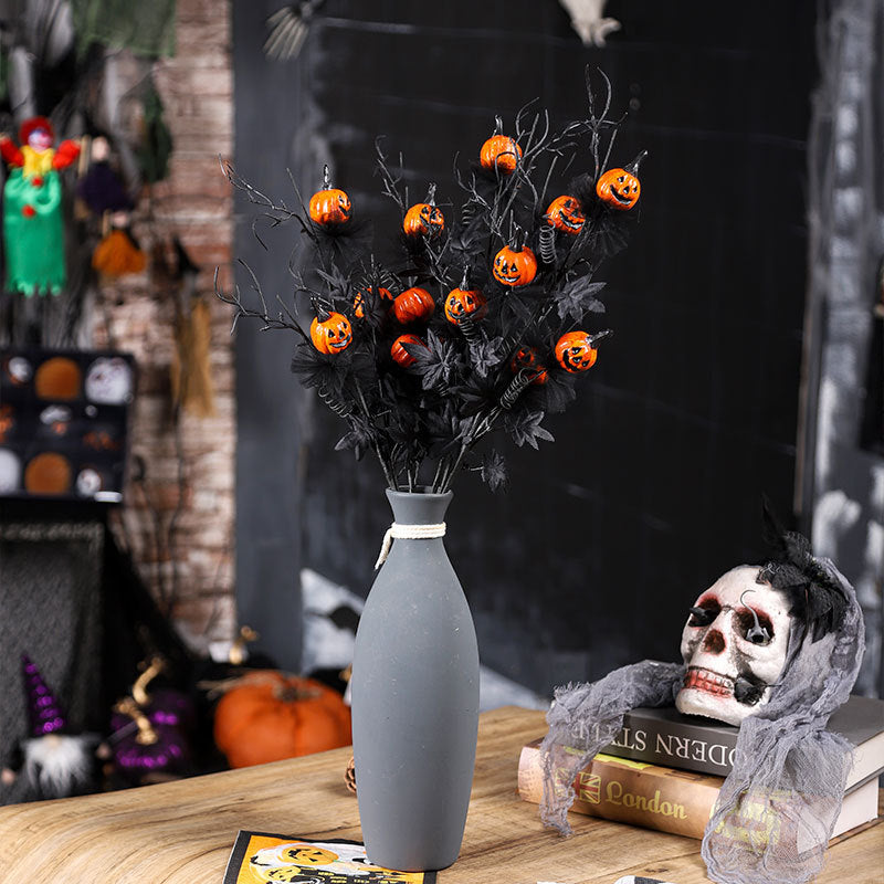 Gothic Black Pumpkin Twig Bouquet Decor Halloween Decorations