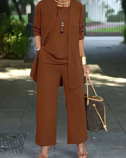 Aurora™ 3-Piece Women's Pantsuit Dark Brown Fire