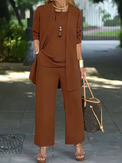 Aurora™ 3-Piece Women's Pantsuit Dark Brown Fire