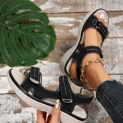 Women's Lightweight Velcro Sport Sandals Black Sandals