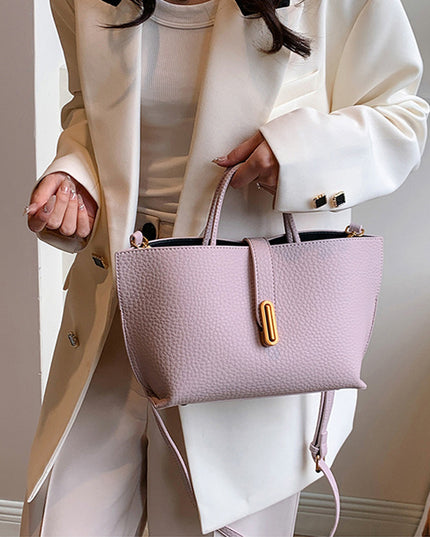 Women's Litchi Pattern Shoulder Bucket Bag – Stylish & Spacious Handbag Bag
