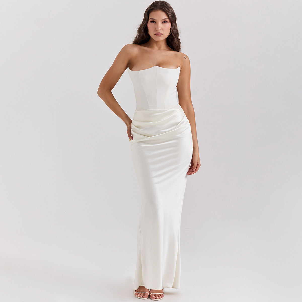 Elegant Strapless Backless Maxi Dress Dresses