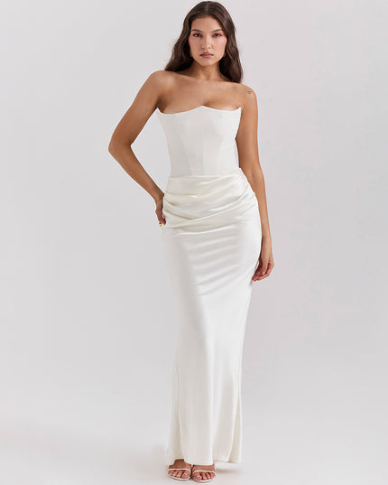 Elegant Strapless Backless Maxi Dress Dresses