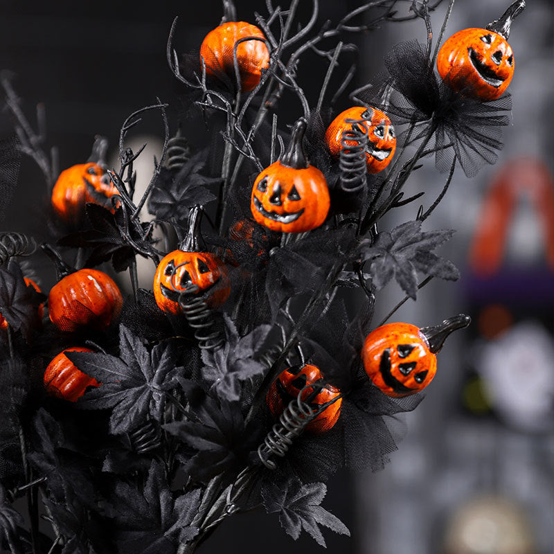 Gothic Black Pumpkin Twig Bouquet Decor Halloween Decorations