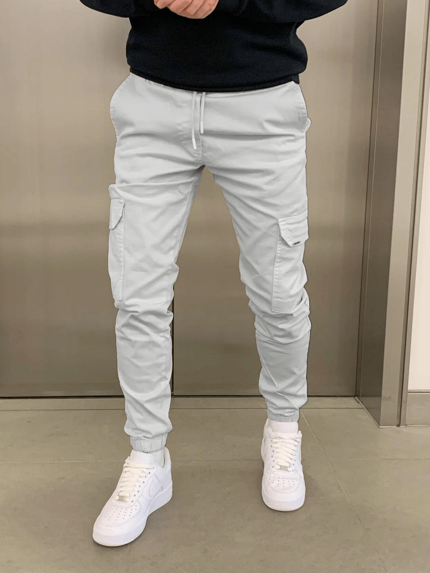 Maxime | Stylish and practical cargo joggers Grey