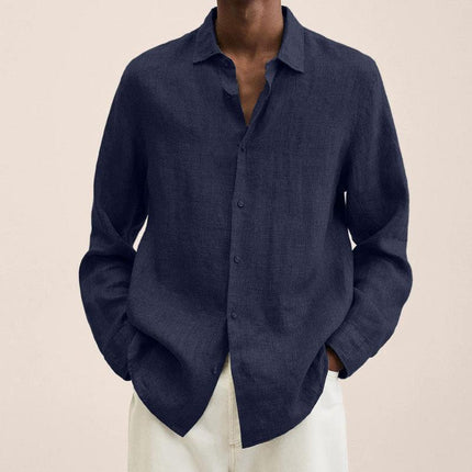 Men's Elegant Linen Shirt Navy blue Shirts
