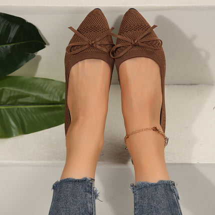 Bow Knitted Loafers Brown Loafers