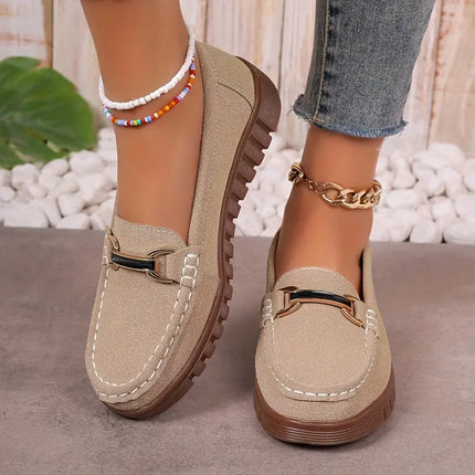 Sophia | Stylish Moccasins Shoes Khaki