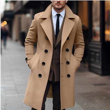 Men’s Long Wool Coat Khaki Men’s Long Wool Coat