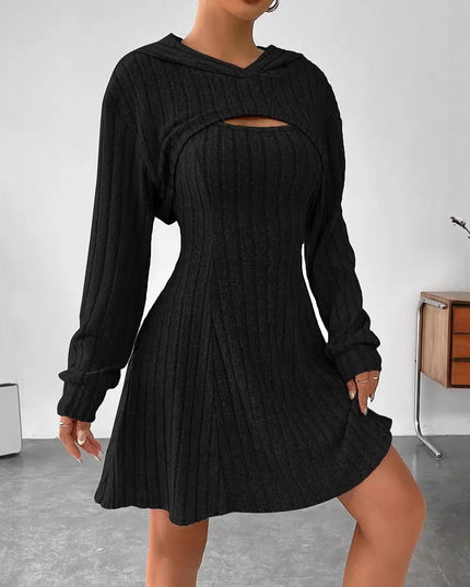 Women’s Two‑Piece Hooded Shawl Vest & Skirt Set Skirts