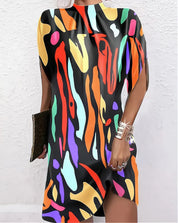 Kerstin Round Neck Batwing Sleeve Dress Colored Dress