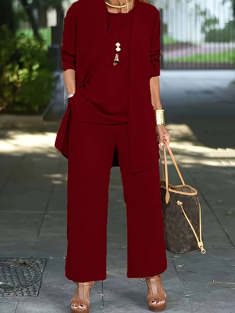 Aurora™ 3-Piece Women's Pantsuit Wine red Fire