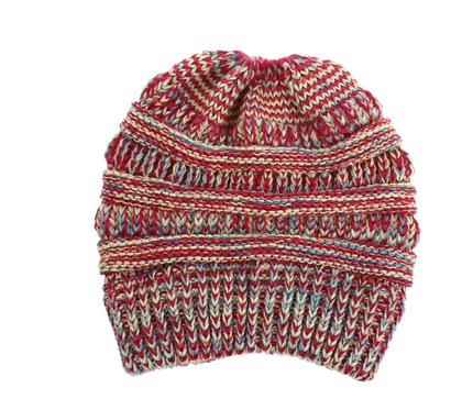 Women’s Mixed-Color Knitted Wool Ponytail Hat Huang Lanmei Hats