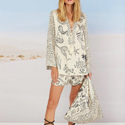 Flower Print Shirt Short Set Women Outfit Sets