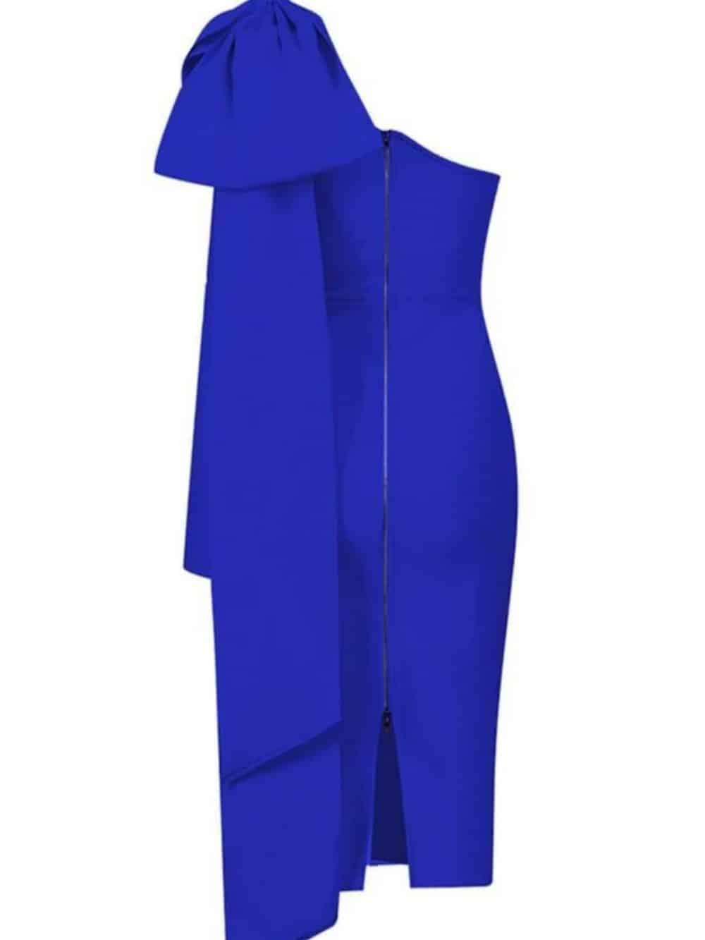 Abbey Blue One Shoulder Bandage Dress Dresses