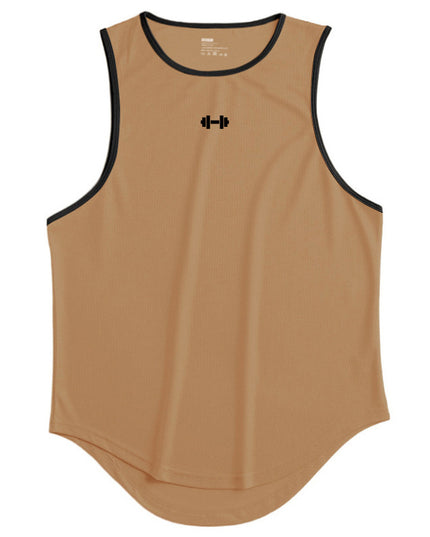 Men's Quick-Dry Sleeveless Fitness Vest Khaki T-Shirts
