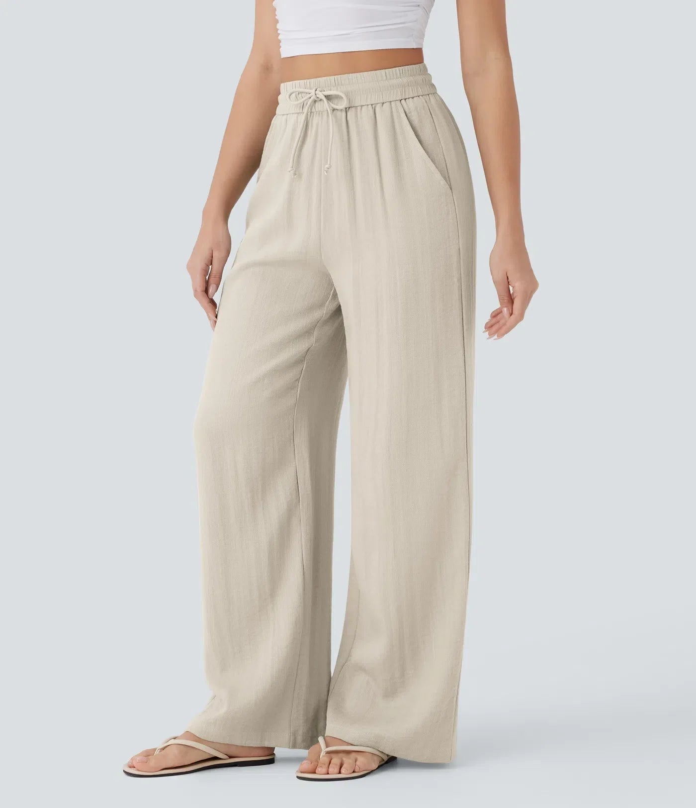 Elegant Linen Wide‑Leg Pants Women Pants