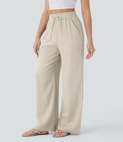 Elegant Linen Wide‑Leg Pants Women Pants