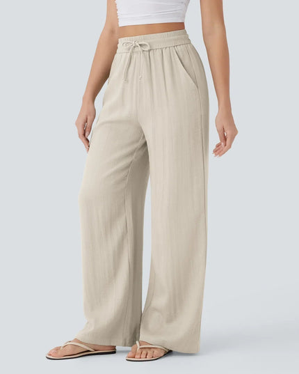 Elegant Linen Wide‑Leg Pants Women Pants