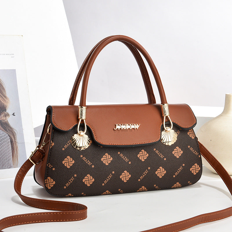Vintage-Inspired Letter Print Women's Crossbody Handbag Yellowish Brown Length 28 Width 9 Height 15cm Handbags