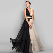 Elegant Satin V-Neck Backless Maxi Dress Dresses