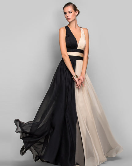 Elegant Satin V-Neck Backless Maxi Dress Dresses