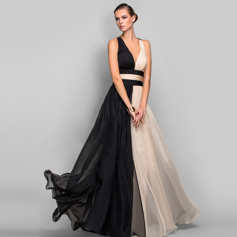 Elegant Satin V-Neck Backless Maxi Dress Dresses