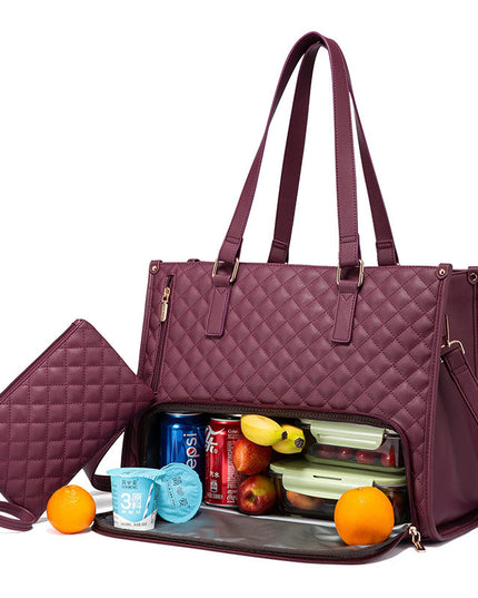 2-in-1 Lunch Tote Bag Wine Red 36x16x30cm Tote Bags