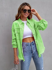 Oversized Denim Jacket Pale Green Jacket