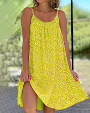 Ivy | Comfortable Printed Camisole Dress Yellow Dresses