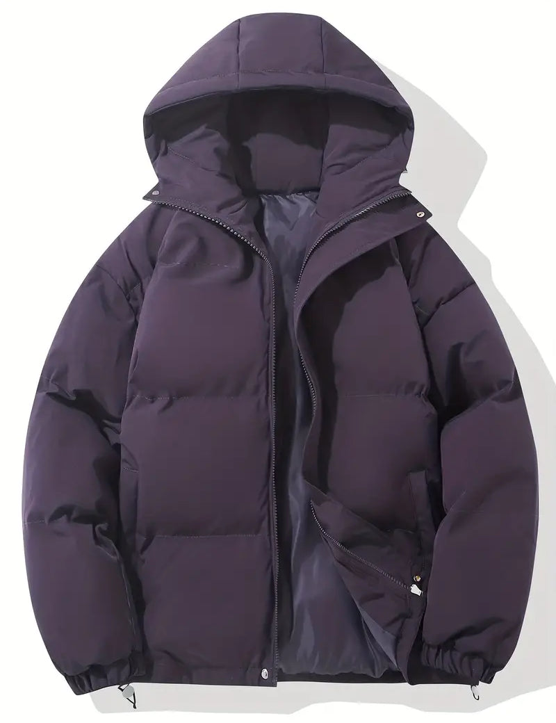 Men's Windproof and Waterproof Hooded Puffer Winter Jacket Purple Jackets