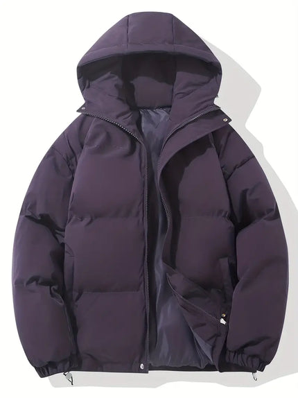Men's Windproof and Waterproof Hooded Puffer Winter Jacket Purple Jackets