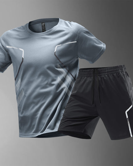 Men's Quick-Dry Breathable Short Sleeve Sports T-Shirt Gray Suit T-Shirt