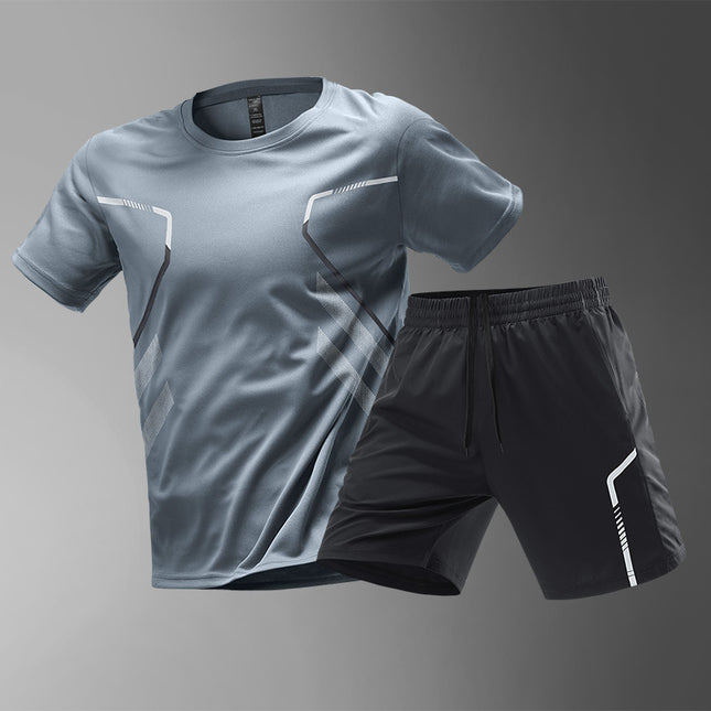 Men's Quick-Dry Breathable Short Sleeve Sports T-Shirt Gray Suit T-Shirt